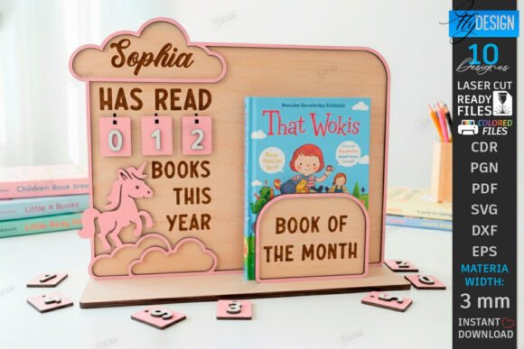 Download Kids Book Reading Tracker Laser Cut |CNC - Premium Resources