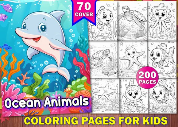 Download 200 Ocean Animals Coloring Book for Kids - For Collection