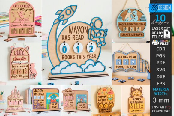 Download Kids Book Reading Trackers Laser Cut Set - Premium Resources