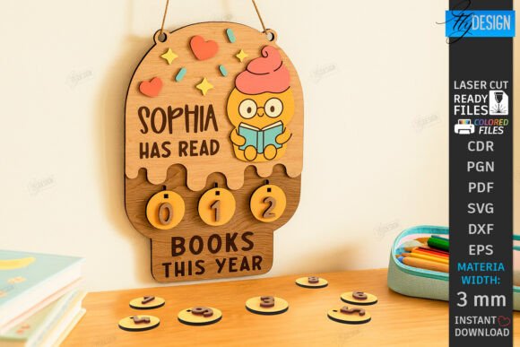 Download Kids Book Reading Tracker Laser Cut |CNC - Premium Bundle