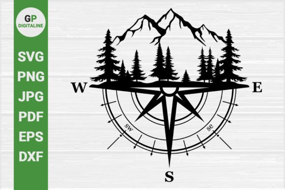 Download Forest, Mountain and Compass SVG - For Collection