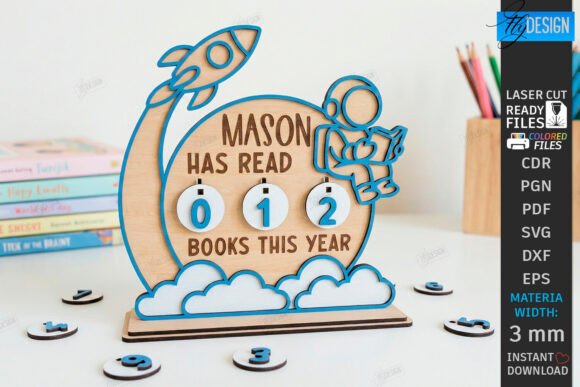 Download Kids Book Reading Tracker Laser Cut |CNC - Premium Bundle