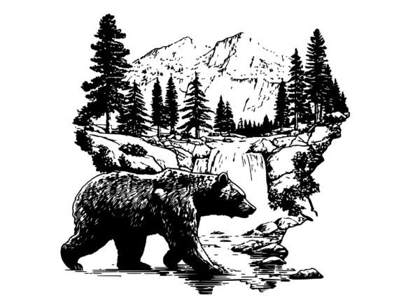 Download Waterfall Bear Mountain Forest SVG - For Collection