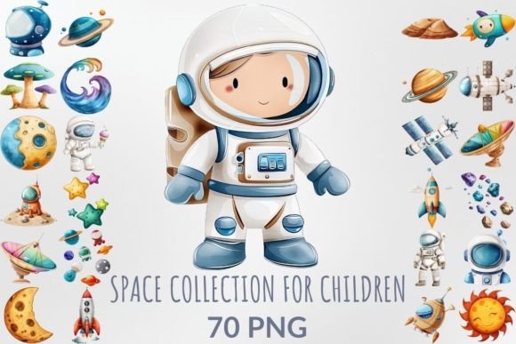 Download Watercolor Space Collection for Children - For Collection