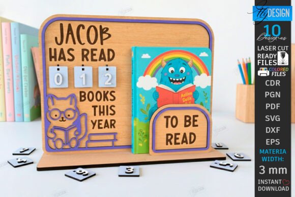Download Kids Book Reading Tracker Laser Cut |CNC - Premium Bundle